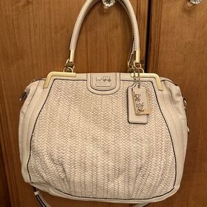 Coach Madison Pinnacle Woven Leather Lily Parchment 23489 MSRP $1200